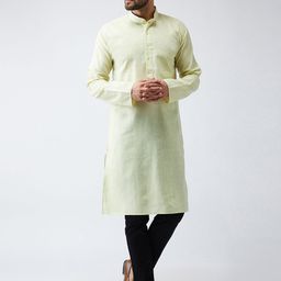 SOJANYA Men Lime Green Woven Design Straight Kurta-26