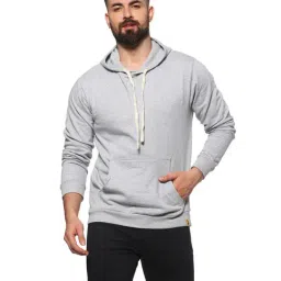 Campus Sutra Light Grey Full Sleeves Cotton Hooded Sweatshirt-8