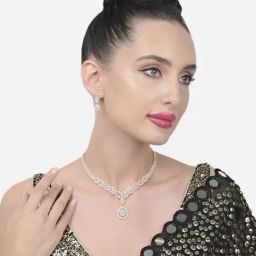 Zaveri Pearls Gold Tone Dazzling Cubic Zirconia Designer Necklace & Earring Set-ZPFK15416-image-30