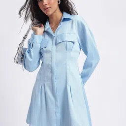 glitchez Pastel Paradise Crinkled Shirt Dress-image-54
