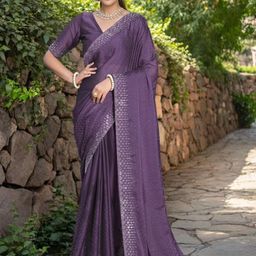 DIVASTRI Ethnic Motifs Beads and Stones Silk Blend Designer Saree-image-64