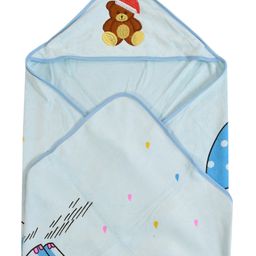Jars Collections Baby Knit Terry Cartoon Print Hooded Towel - Blue-18