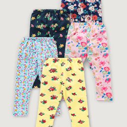 Babyhug Cotton Knit Full Length Floral Printed Legging Pack of 5 - Multicolour-image-46