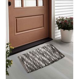 FABINALIV Striped Cotton Blend Door Mat - Brown-image-61