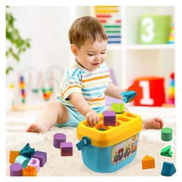 Yamama Baby's First Blocks Shape Sorter Toddler Toy With Colorful Shape ABCD Letters Blocks Developmental Educational Learning Activity Toy For Kids And Babies - Multicolor-26