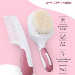 Brush & Comb Set with Soft Bristles - Purple-23