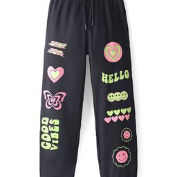 Pine Kids Cotton Terry Full Length Lounge Pant Good Vibes Printed - Jet Black-image-76