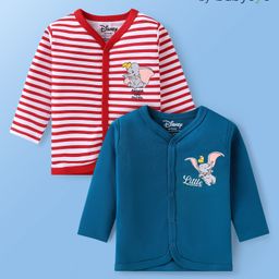 Babyoye Disney Interlock Knit Full Sleeves Jhablas with Dumbo Graphics & Stripes Pack of 3 - Navy Blue Red & White-image-89