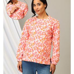 The Mom Store Cotton Full Sleeves Floral Printed Maternity Top With Nursing Access - Pink-image-95