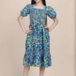 YK Puff Sleeve Crepe Formal Fit & Flare Dress-49