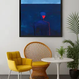 999Store Blue & Black Ocean Heart Canvas Wall Art-0