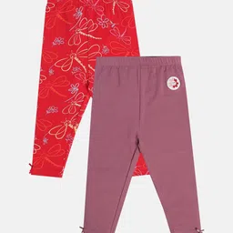 MINI KLUB Girls Pack Of 2 Printed Mis-Rise Ankle-Length Leggings-picture-36