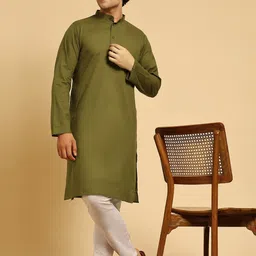 SKAVIJ Men Regular Pure Cotton Kurta with Pyjamas-image-61