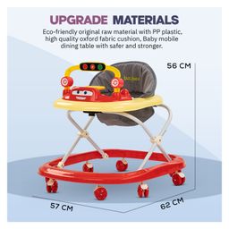 BAYBEE Round Foldable Activity Baby Walker with 3 Seat Height Adjustable Tray & Removeable Musical Toys Rattle - Red image 3