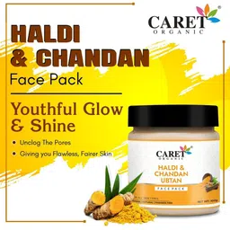 CARET ORGANIC Set Of 3 Haldi & Chandan Ubtan Face Pack - 100g Each image 5