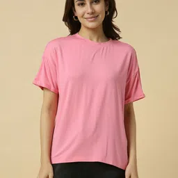 Allen Solly Woman Solid Round Neck Relaxed Fit T-shirt-image-57