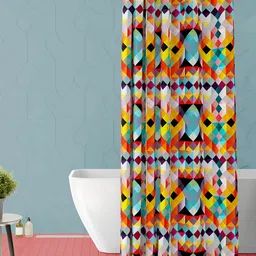 ArtzFolio Red & Yellow Geometric Printed Waterproof Shower Curtain-9