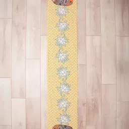 BLANC9 Yellow & Blue Printed Pure Cotton Table Runner-5