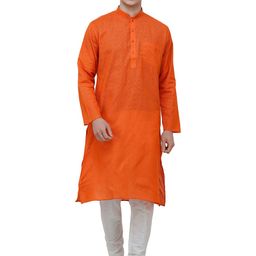 Exotic India Men Regular Pure Cotton Straight Kurta with Pyjama-image-80