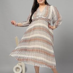 CURVE BY KASSUALLY Print Puff Sleeve Georgette Fit & Flare Midi Dress-image-29