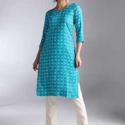House Of Dharaa Women Geometric Printed Sequinned Kurta-8