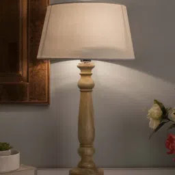 Homesake Natural Mabel Rustic Table Lamp with White Drum Shade (Bulb Included) - Set of 1-33