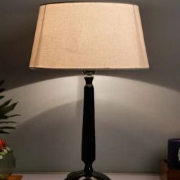 Homesake Black Cubist Aluminium Table Lamp With White Drum Shade (Bulb Included) - Set of 1-image-13