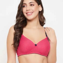 Clovia Pink Cotton Printed T-Shirt Bra-image-59