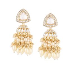 Zaveri Pearls Gold Tone Dazzling Stones Austrian Diamonds Cluster Beads Jhumki Earrings-ZPFK18233-29