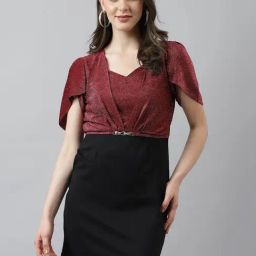 Latin Quarters Red & Black Textured Shift Dress-picture-13