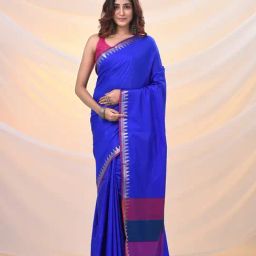 Arhi Blue Silk Woven Design Saree with Unstitched Blouse-picture-33