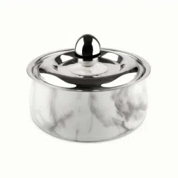 FnS Marbella White Stainless Steel Casserole With Lid (2.2 L)-image-72