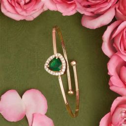 Zaveri Pearls Green Dazzling Cubic Zirconia Contemporary Bangle Style Kada Bracelet-ZPFK18244-17
