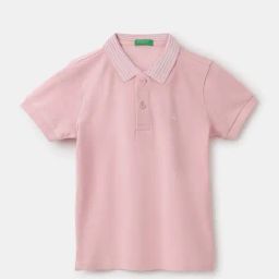 United Colors of Benetton Kids Pink Cotton Logo Polo T-Shirt-picture-46