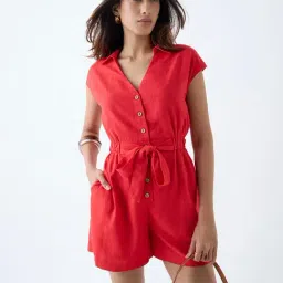 LOV by Westside Red Solid Playsuit-picture-6