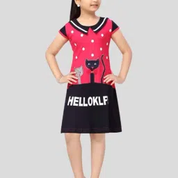 Aarika Kids Pink & Black Printed Midi Dress-image-78