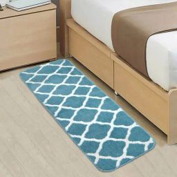 Saral Home Turquoise Blue Cotton Antiskid Bedside Runner-image-32