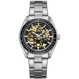 Kenneth Scott Men's Mechanical Black Dial Watch - K22312-SBSB-28