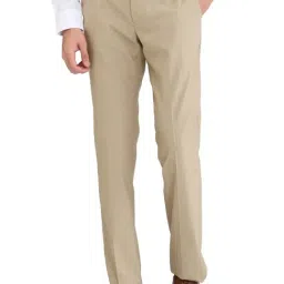Park Avenue Beige Regular Fit Self Pattern Trousers-picture-27