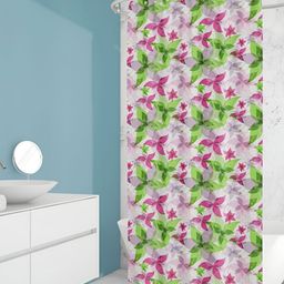 ArtzFolio White & Pink Floral Printed Waterproof Shower Curtain-image-94