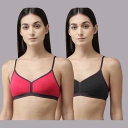 AROUSY Pink & Black Cotton T-Shirt Bra - Pack Of 2-picture-20
