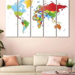 999Store Multicolor World Map Art 5 Frame MDF Paintings-16