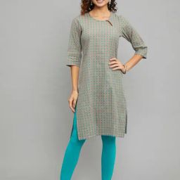 paislei Grey Printed Straight Kurta-image-98