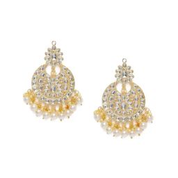 Zaveri Pearls Gold Tone Kundan & Pearls Traditional Dangler Earrings - ZPFK10331-picture-27