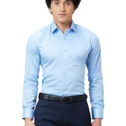 Raymond Blue Cotton Slim Fit Shirt-image-36