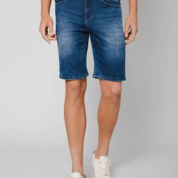 Cantabil Blue Regular Fit Denim Shorts-image-0