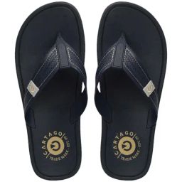 Cartago Men's Maiorca Essencial Navy & Beige Flip Flops-image-3