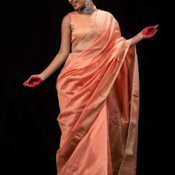 Triyah Peach Woven Saree With Unstitched Blouse-picture-35