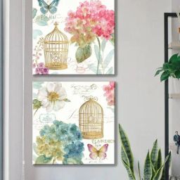 Art Street Blossom Printed Multicolor Cotton Canvas Wall Art - Set Of 2-9