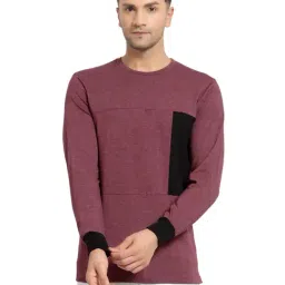 Kalt Maroon Regular Fit Colour Block SweatShirt-32